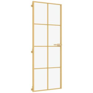 vidaXL Interior Door Slim Golden 76x201.5 cm Tempered Glass and Aluminium