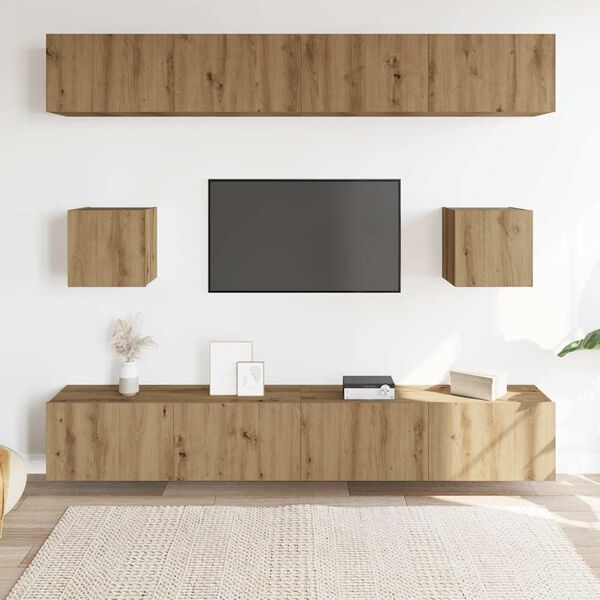 vidaXL 6 Piece TV Cabinet Set Wall-mounted Artisan Oak Engineered Wood