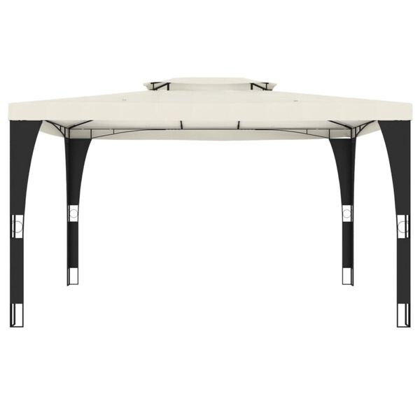 vidaXL Gazebo with Double Roof Cream 3.98x2.98 m Steel