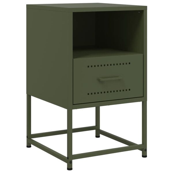 vidaXL Bedside Cabinet Olive Green 36x39x60.5 cm Steel