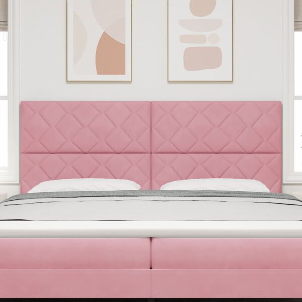 vidaXL Headboard Height Adjustable with Headboard Pink 200 cm Velvet