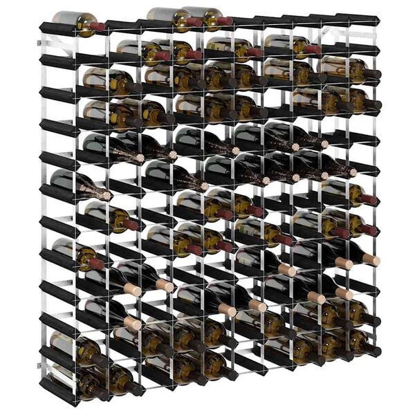 vidaXL Wine Rack for 120 Bottles Black Solid Pine Wood