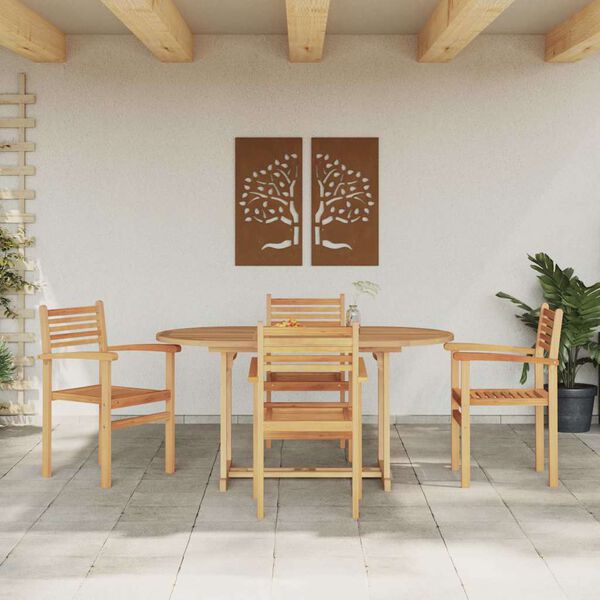 vidaXL Garden Dining Set 5 pcs Natural Solid Acacia Wood
