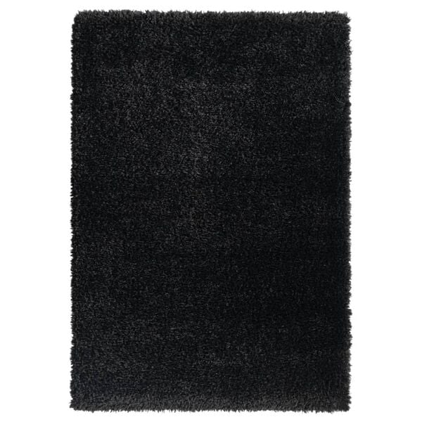 vidaXL High Pile Shaggy Rug Black 140x200 cm 50 mm
