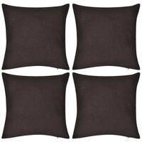 4 Brown Cushion Covers Cotton 50 x 50 cm