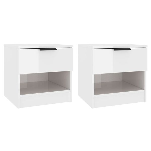 vidaXL Bedside Cabinets 2 pcs High Gloss White Engineered Wood