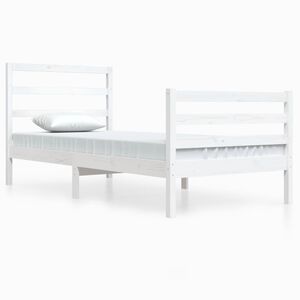vidaXL Bed Frame without Mattress White Solid Wood Pine 90x200 cm