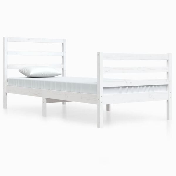 vidaXL Bed Frame without Mattress White Solid Wood Pine 90x200 cm