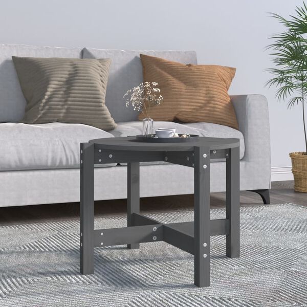 vidaXL Coffee Table Grey &Oslash; 62.5x45 cm Solid Wood Pine