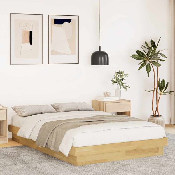 vidaXL Bed Frame without Mattress 120x190 cm Small Double Solid Wood Oak