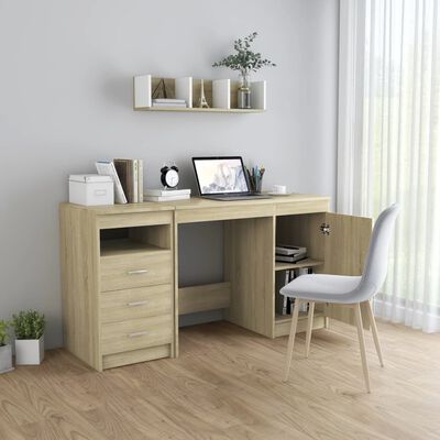 vidaXL Desk Sonoma Oak 140x50x76 cm Engineered Wood
