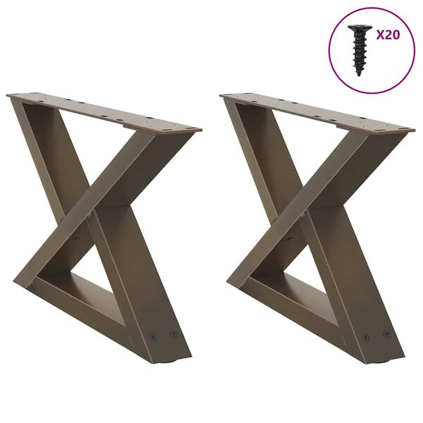vidaXL Coffee Table Legs 2 pcs Natural Steel 60x(30-31.3) cm Steel