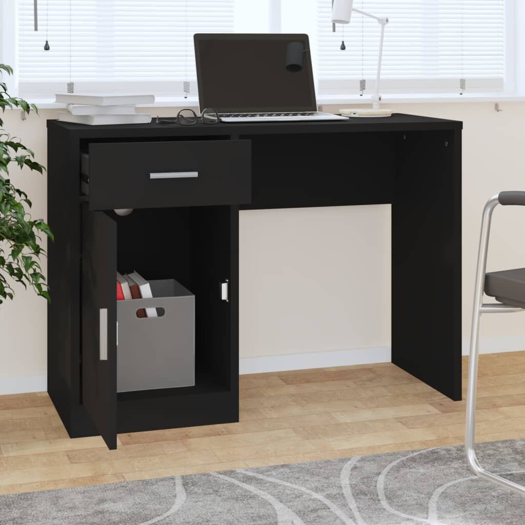 vidaXL Desk with Drawer Cabinet Black 100x40x73 cm Engineered Wood