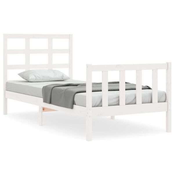 vidaXL Bed Frame without Mattress White 90x190 cm Single Solid Wood Pine
