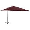 vidaXL Cantilever Garden Parasol with Pole and LED Lights Bordeaux Red 250 cm