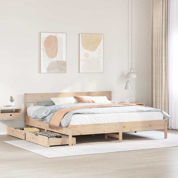 vidaXL Bed Frame without Mattress 180x200 cm Super King Solid Wood Pine