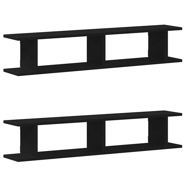 vidaXL Wall Shelves 2 pcs Black Oak 105x18x20 cm Engineered Wood