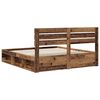vidaXL Bed Frame with Headboard Old Wood 200 x 200 cm Solid Pine Wood
