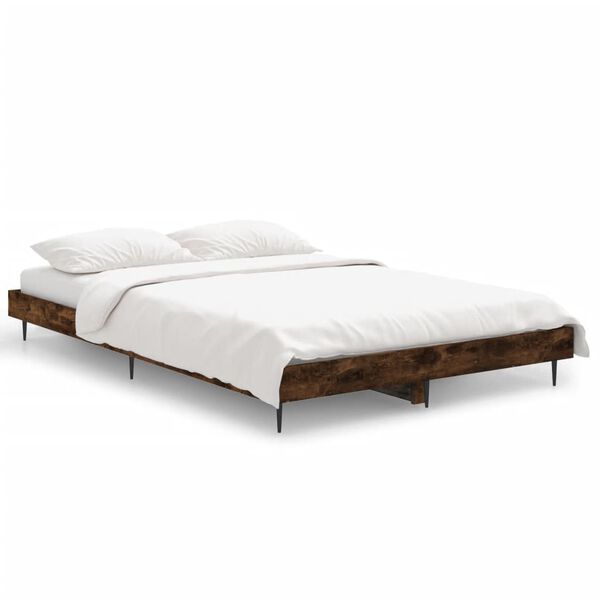 vidaXL Bed Frame without Mattress Smoked Oak 120x190 cm Small Double Engineered Wood