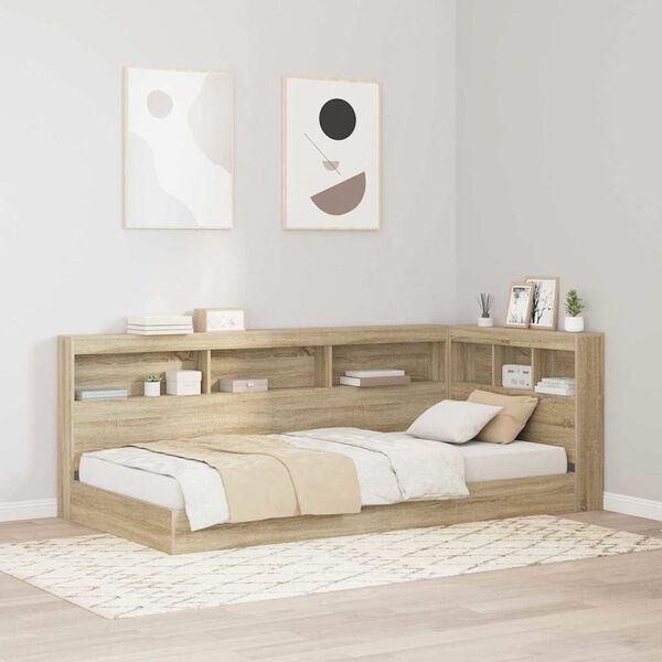 vidaXL Storage Headboard with Shelf Sonoma Oak 90 cm Engineered Wood