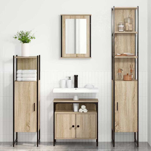 vidaXL Bathroom Furniture Set 4 pcs Sonoma Oak Engineered Wood