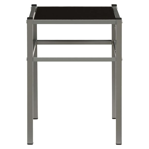 vidaXL Bedside Cabinet Grey and Black 42.5x33x44.5 cm Metal and Glass