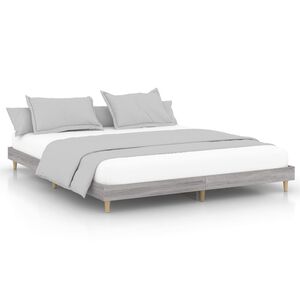 vidaXL Bed Frame without Mattress Grey Sonoma 200x200 cm Engineered Wood