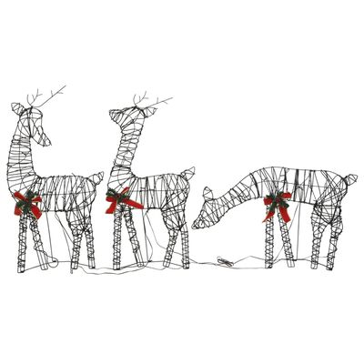 vidaXL Christmas Decoration Reindeer Family 90 LEDs Warm White Rattan