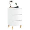 vidaXL Bed Cabinet with Solid Wood Legs High Gloss White 40x35x69 cm