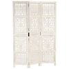 vidaXL Hand carved 3-Panel Room Divider White 120x165 cm Solid Mango Wood