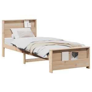 vidaXL Bed Frame with Headboard Brown 75 x 190 cm Engineered Wood