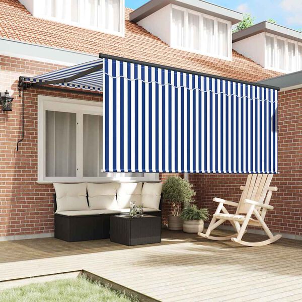 vidaXL Retractable Awning Blue and white 300 x 250 cm Fabric