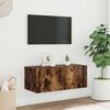 vidaXL TV Wall Cabinet with LED Lights Smoked Oak 80x35x31 cm