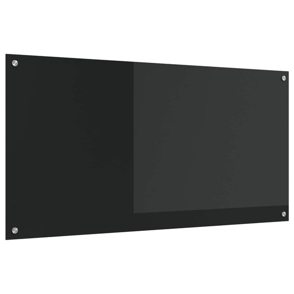 vidaXL Kitchen Backsplash Black 120 x 60 cm Tempered Glass