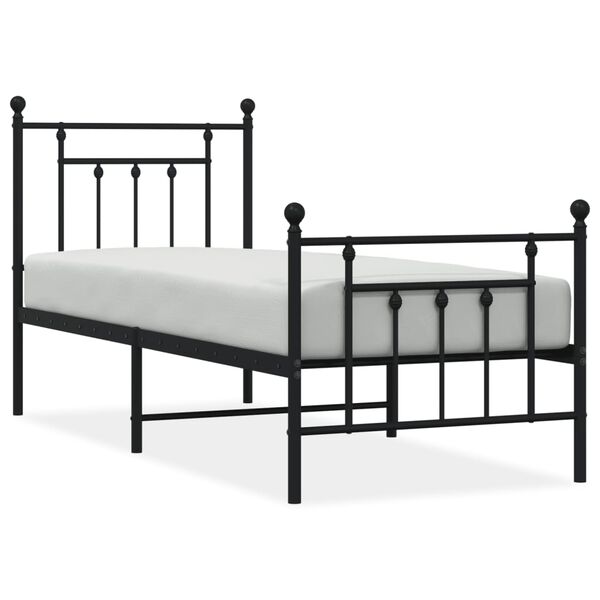 vidaXL Metal Bed Frame without Mattress with Footboard Black 75x190cm