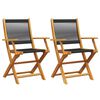 vidaXL Folding Chairs 2 pcs Black Solid Wood Acacia and Polypropylene