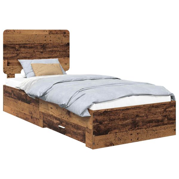 vidaXL Bed Frame with Headboard Old Wood 90 x 200 cm Engineered Wood