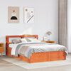 vidaXL Bed Frame with Headboard Wax Brown 120x190 cm Small Double Solid Wood Pine