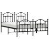 vidaXL Metal Bed Frame without Mattress with Footboard Black 135x190cm