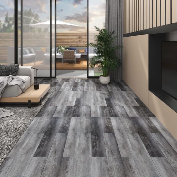 vidaXL Non Self-adhesive PVC Flooring Planks 5.26 m² 2 mm Shiny Grey