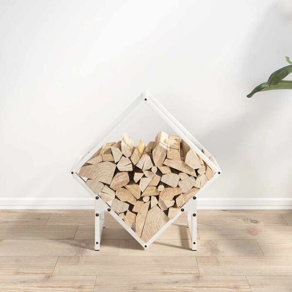 vidaXL Firewood Rack White 50x25x50 cm Cold-rolled steel