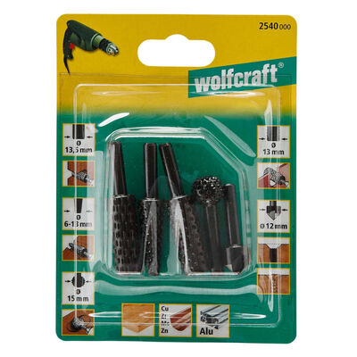 wolfcraft Five Piece Rotary Rasp and Countersink Set Steel 2540000