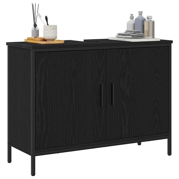 vidaXL Bathroom Sink Cabinet Black Oak 80 x 30 x 60 cm Engineered Wood