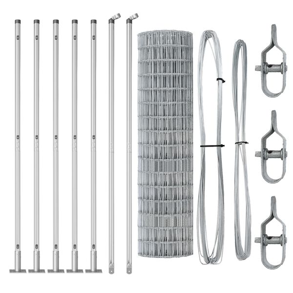 vidaXL Fence with Post Silver 1 x 10 m Steel