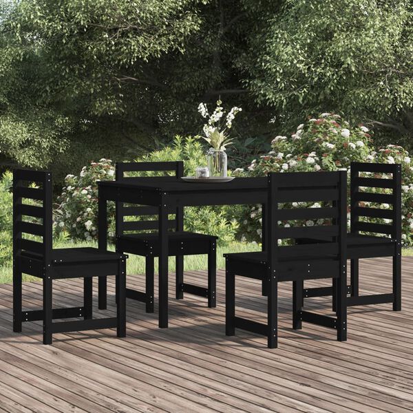 vidaXL 5 Piece Garden Dining Set Black Solid Wood Pine