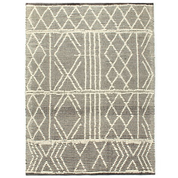 vidaXL Rug Handwoven Wool 140x200 cm Black/White