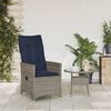 vidaXL Reclining Garden Chair with Cushions Grey Poly Rattan