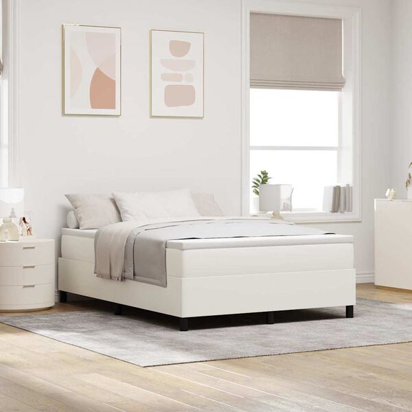 vidaXL Platform Bed Frame Cream 140 x 190 cm Fabric
