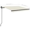 vidaXL Manual Retractable Awning with Posts 3x2.5 m Cream