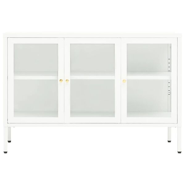 vidaXL Sideboard White 105x35x70 cm Steel and Glass
